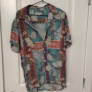 PacSun Blue and Red Floral Men's Shirt
